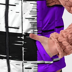 Детский жилет Чёрные и фиолетовые полосы на белом фоне, цвет: 3D-светло-серый — фото 2