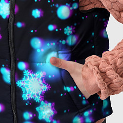 Детский жилет Неоновые снежинки глитч, цвет: 3D-черный — фото 2