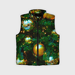 Детский жилет Новогодние украшения на ветках, цвет: 3D-черный