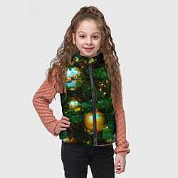 Детский жилет Новогодние украшения на ветках, цвет: 3D-черный — фото 2