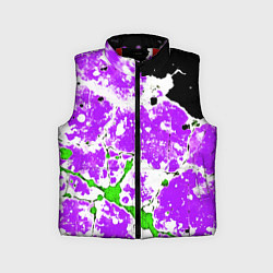 Детский жилет Зелёно-фиолетовая абстракция на чёрном фоне, цвет: 3D-красный