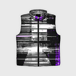 Детский жилет Горизонтальные чёрные линии на бело-фиолетовом фон, цвет: 3D-светло-серый