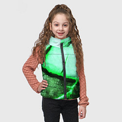 Детский жилет Трещины на абстрактном зелёном фоне, цвет: 3D-светло-серый — фото 2