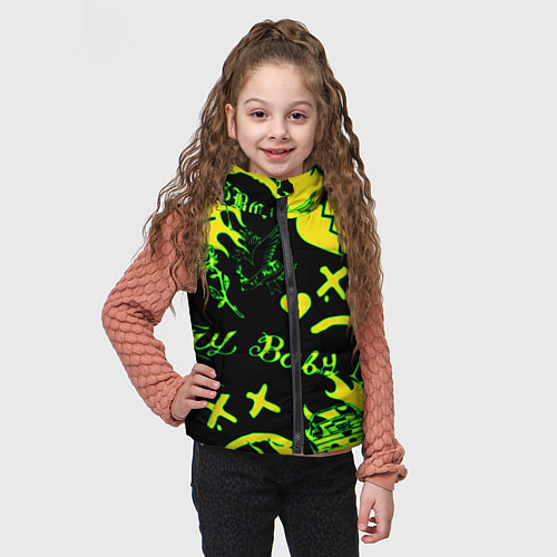 Детский жилет Lil Peep кислотные автографы / 3D-Черный – фото 3