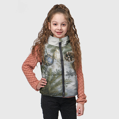 Детский жилет Новогодние ветки / 3D-Черный – фото 3