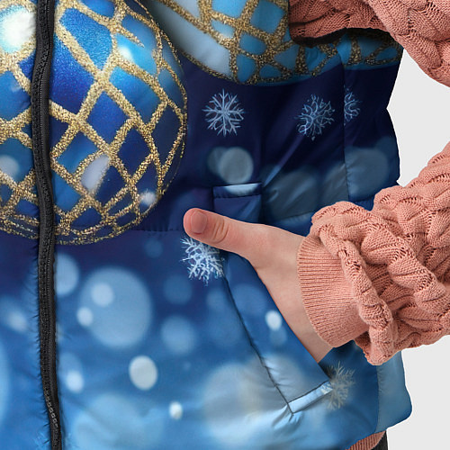 Детский жилет Синие новогодние шары / 3D-Светло-серый – фото 5