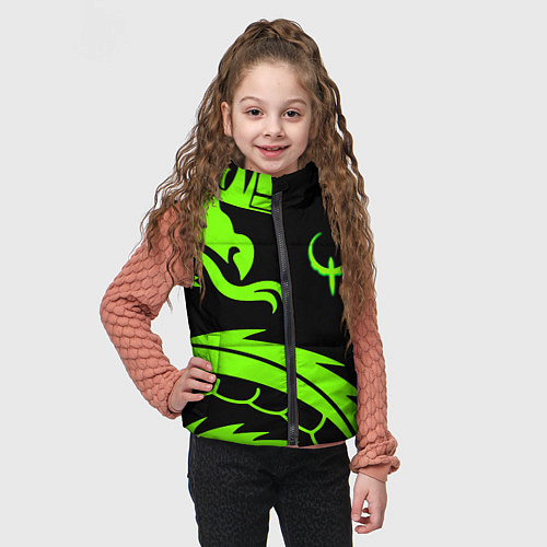 Детский жилет Квейк кислотный дракон лого / 3D-Светло-серый – фото 3