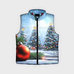 Детский жилет Новогодние елки и шар, цвет: 3D-красный