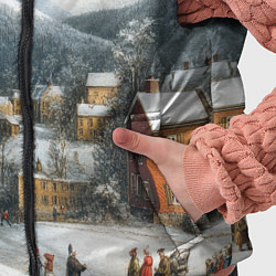 Детский жилет Новогодняя огромная елка и маленькие домики, цвет: 3D-красный — фото 2