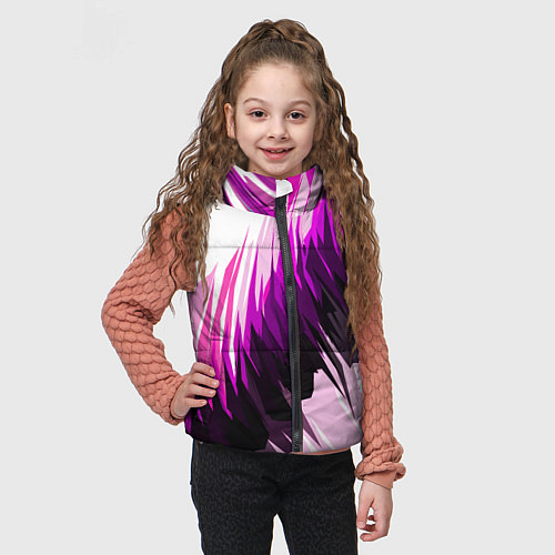 Детский жилет Чёрно-розовые острые полосы на белом фоне / 3D-Черный – фото 3