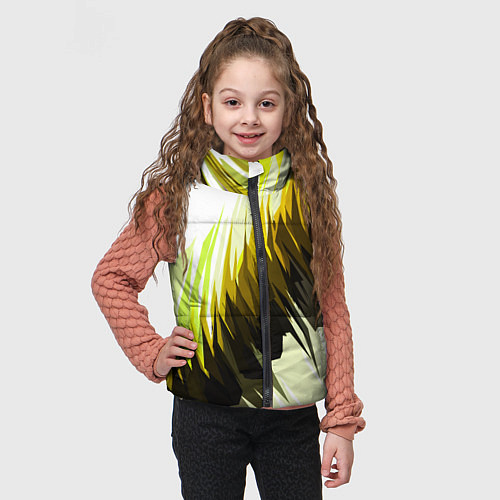 Детский жилет Чёрно-жёлтые острые полосы на белом фоне / 3D-Черный – фото 3
