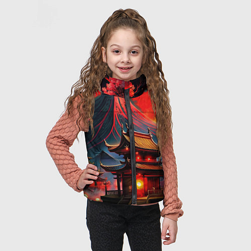 Детский жилет Japan red nature / 3D-Черный – фото 3