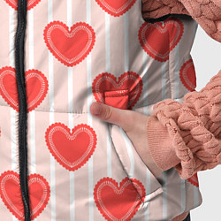 Детский жилет Полосатый паттерн с красными ажурными сердечками, цвет: 3D-красный — фото 2