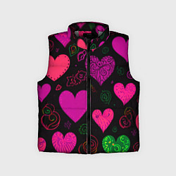 Детский жилет Сердечки на черном, цвет: 3D-светло-серый