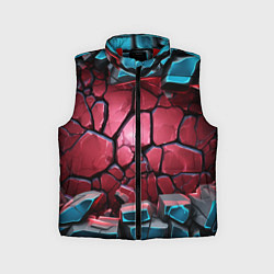 Детский жилет Объемные слои разбитых плит, цвет: 3D-красный
