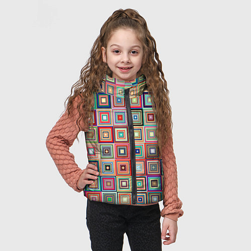 Детский жилет Квадратная мозаика / 3D-Черный – фото 3