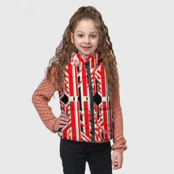 Детский жилет Бело-красные техно полосы на чёрном фоне, цвет: 3D-черный — фото 2