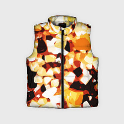 Детский жилет Жёлто-белая абстракция на чёрном фоне, цвет: 3D-светло-серый