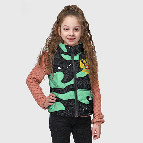 Детский жилет Текстурный черно-зеленый камуфляж / 3D-Черный – фото 3