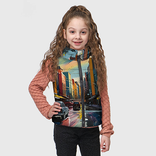 Детский жилет Улица в стиле экспрессионизм / 3D-Черный – фото 3