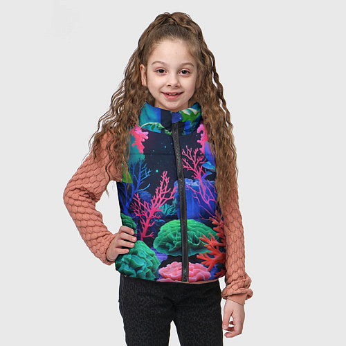 Детский жилет Подводный мир с кораллами / 3D-Светло-серый – фото 3
