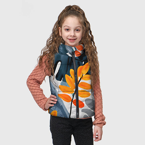 Детский жилет Контрастные листья / 3D-Черный – фото 3