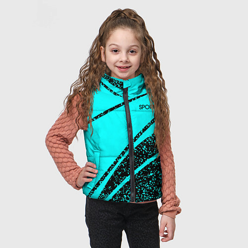 Детский жилет Sport голубой с чёрным в крапинку / 3D-Черный – фото 3