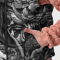 Детский жилет Самурай и дракон в стиле татуировки ирезуми, цвет: 3D-светло-серый — фото 2