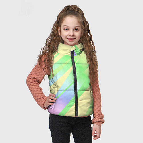 Детский жилет Жёлто-зелёный полосатый / 3D-Черный – фото 3