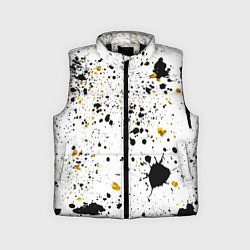 Детский жилет Черные и золотистые пятна краски на белом фоне, цвет: 3D-черный
