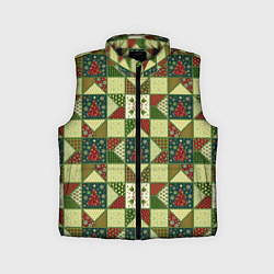 Детский жилет Лоскутный рождественский узор, цвет: 3D-черный