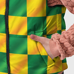 Детский жилет Желтый и зеленый геометрический паттерн, цвет: 3D-черный — фото 2