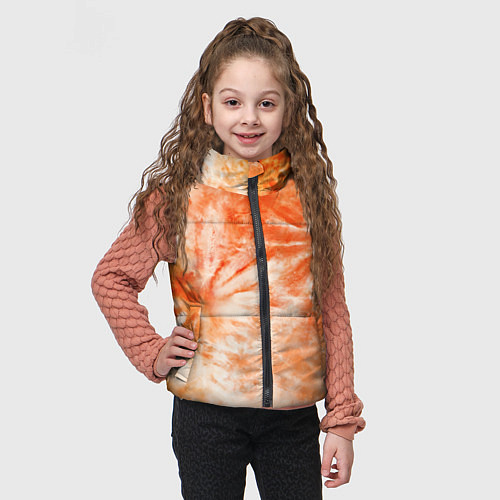 Детский жилет Оранжевый тай-дай пятна / 3D-Черный – фото 3