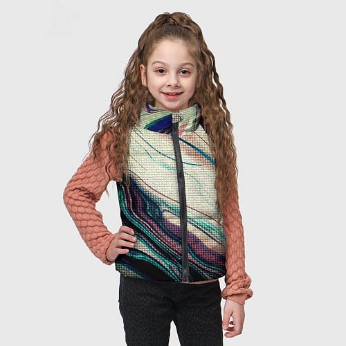 Детский жилет Абстракция тёмные краски с текстурой / 3D-Черный – фото 3