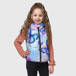 Детский жилет Бабочки и сирень - нежная голубая живопись, цвет: 3D-красный — фото 2