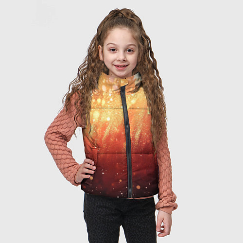 Детский жилет Желто-красная текстура блестящая / 3D-Черный – фото 3