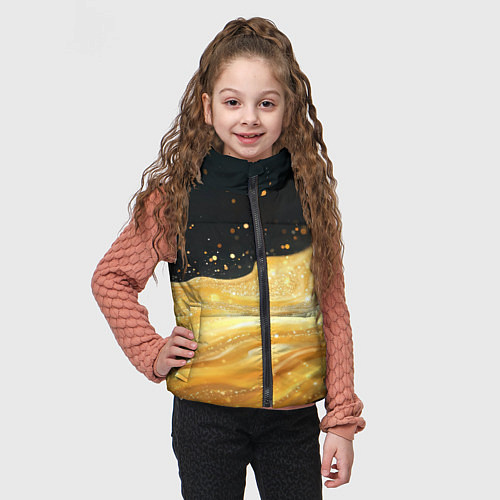 Детский жилет Золотистая материя на черном фоне / 3D-Черный – фото 3