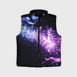 Детский жилет Фиолетово-синяя абстрактная волна, цвет: 3D-светло-серый