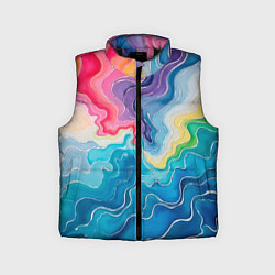 Детский жилет Абстрактные волны в мраморном стиле, цвет: 3D-черный