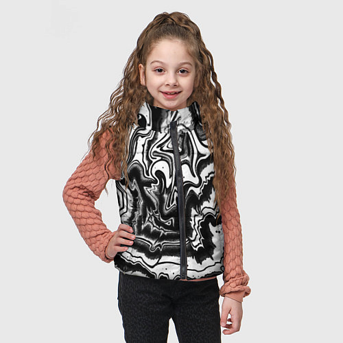 Детский жилет Закрученные волны - чб абстракция / 3D-Черный – фото 3