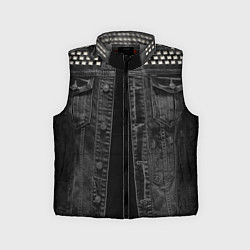 Детский жилет Джинсовка с татуировкой дракона и самурая - имитац, цвет: 3D-светло-серый