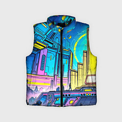 Детский жилет Космический город, цвет: 3D-черный