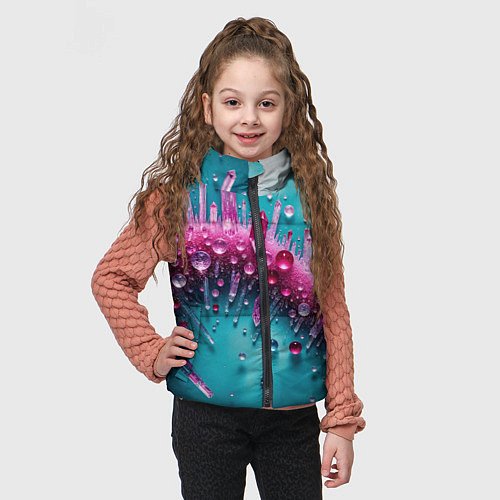 Детский жилет Розовые кристаллы / 3D-Черный – фото 3