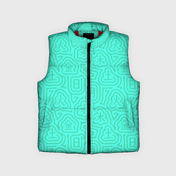 Детский жилет Лабиринтовый паттерн с иероглифами на бирюзе, цвет: 3D-красный