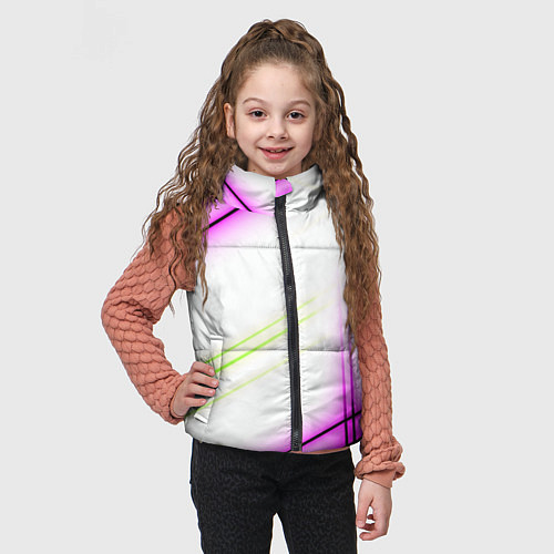 Детский жилет Green white pink line / 3D-Черный – фото 3