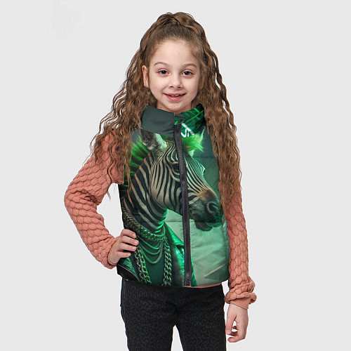 Детский жилет Cyperpunk zebra / 3D-Черный – фото 3