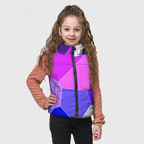 Детский жилет Сине-розовый крупные фрагменты / 3D-Черный – фото 3