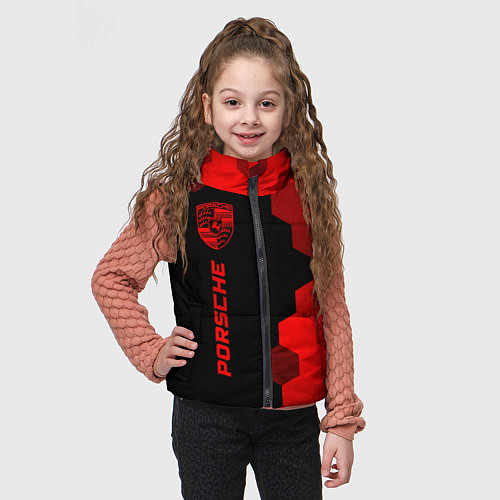 Детский жилет Porsche - red gradient по-вертикали / 3D-Черный – фото 3
