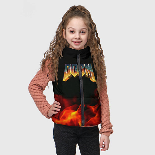 Детский жилет Doom огненная текстура / 3D-Черный – фото 3