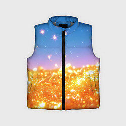 Детский жилет Золотые шарики на голубом фоне, цвет: 3D-светло-серый